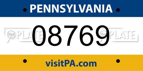 08769 Pennsylvania License Plate