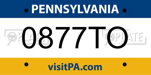 0877TO Pennsylvania License Plate