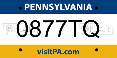 0877TQ Pennsylvania License Plate
