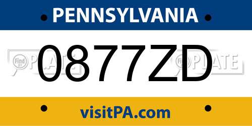0877ZD Pennsylvania License Plate