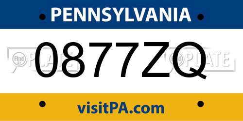 0877ZQ Pennsylvania License Plate