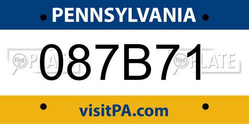 087B71 Pennsylvania License Plate
