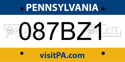 087BZ1 Pennsylvania License Plate