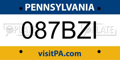 087BZI Pennsylvania License Plate