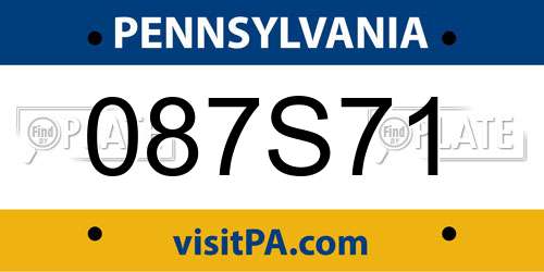087S71 Pennsylvania License Plate