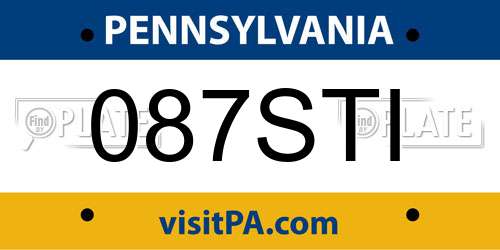 087STI Pennsylvania License Plate