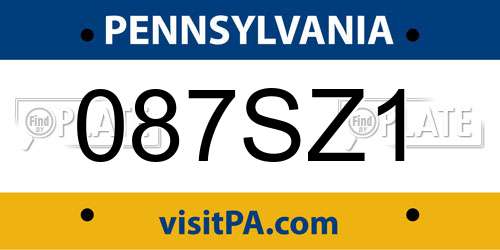 087SZ1 Pennsylvania License Plate