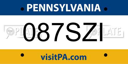 087SZI Pennsylvania License Plate