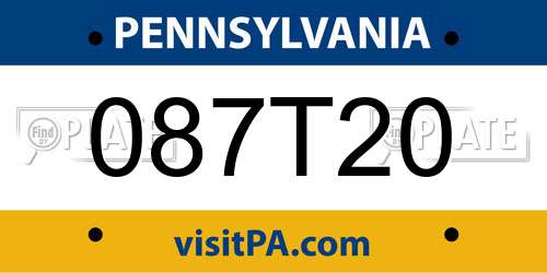 087T20 Pennsylvania License Plate