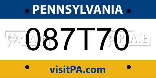 087T70 Pennsylvania License Plate