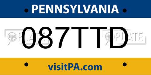 087TTD Pennsylvania License Plate