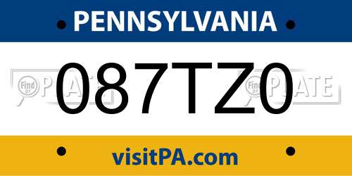 087TZ0 Pennsylvania License Plate