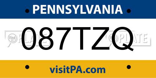 087TZQ Pennsylvania License Plate