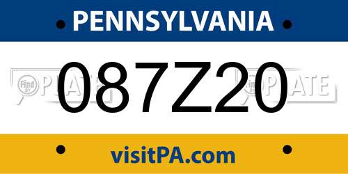 087Z20 Pennsylvania License Plate