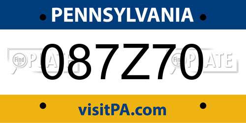 087Z70 Pennsylvania License Plate