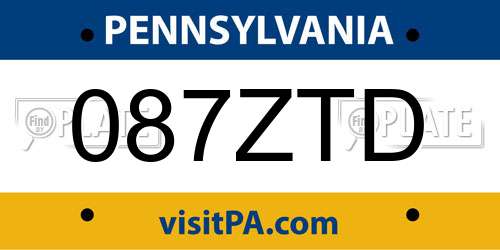 087ZTD Pennsylvania License Plate