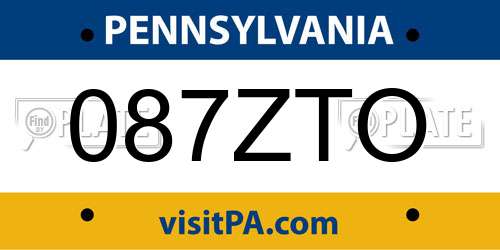 087ZTO Pennsylvania License Plate