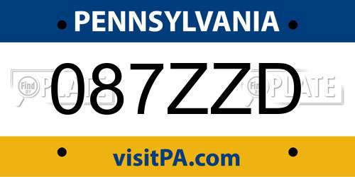087ZZD Pennsylvania License Plate