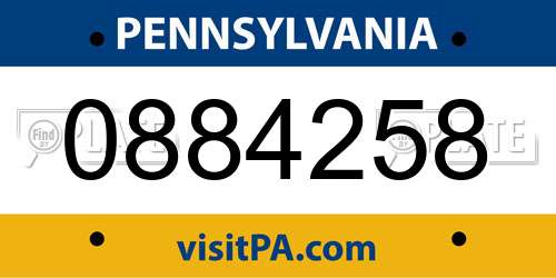 0884258 Pennsylvania License Plate