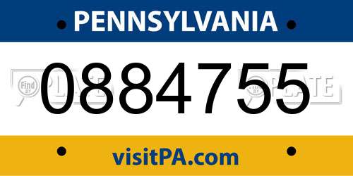 0884755 Pennsylvania License Plate