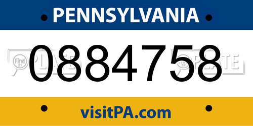 0884758 Pennsylvania License Plate