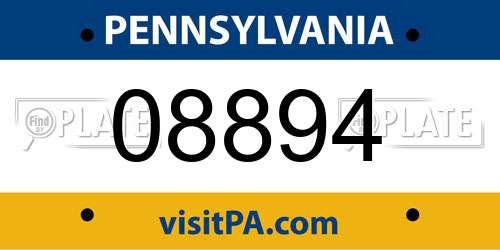 08894 Pennsylvania License Plate
