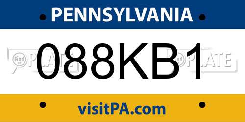 088KB1 Pennsylvania License Plate