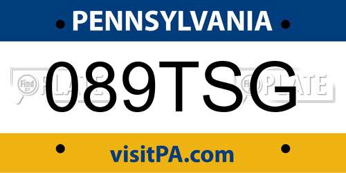 089TSG Pennsylvania License Plate