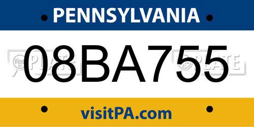 08BA755 Pennsylvania License Plate
