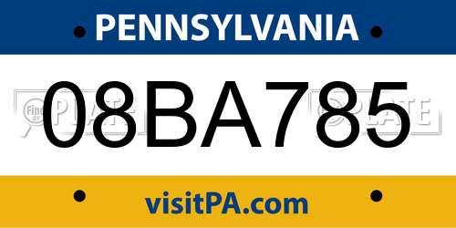 08BA785 Pennsylvania License Plate