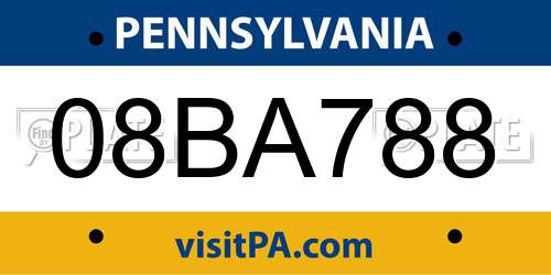 08BA788 Pennsylvania License Plate