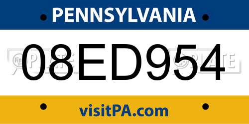 08ED954 Pennsylvania License Plate