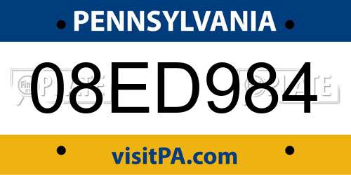 08ED984 Pennsylvania License Plate