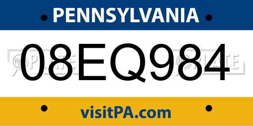 08EQ984 Pennsylvania License Plate