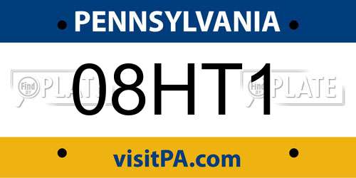 08HT1 Pennsylvania License Plate