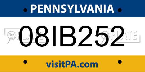 08IB252 Pennsylvania License Plate