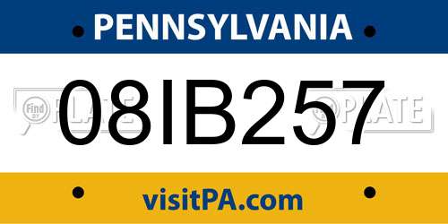 08IB257 Pennsylvania License Plate