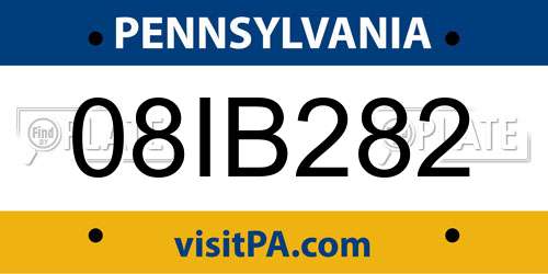 08IB282 Pennsylvania License Plate