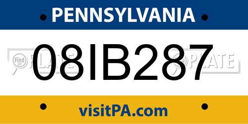 08IB287 Pennsylvania License Plate