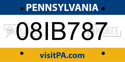 08IB787 Pennsylvania License Plate