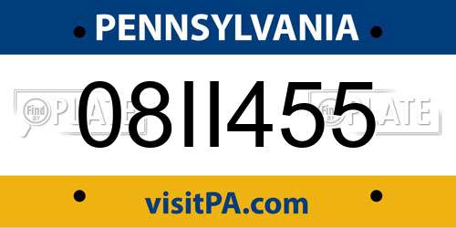 08II455 Pennsylvania License Plate