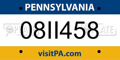 08II458 Pennsylvania License Plate