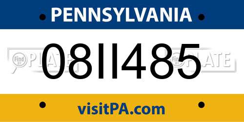 08II485 Pennsylvania License Plate