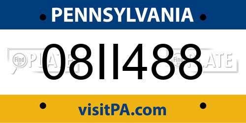 08II488 Pennsylvania License Plate