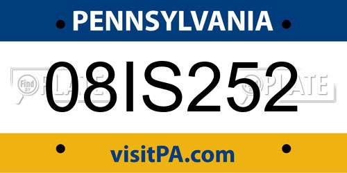 08IS252 Pennsylvania License Plate
