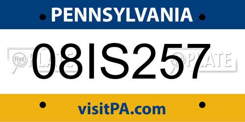 08IS257 Pennsylvania License Plate