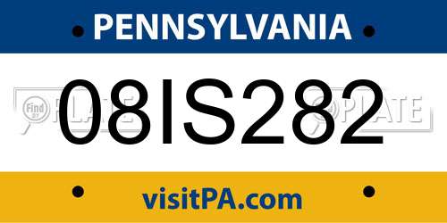 08IS282 Pennsylvania License Plate