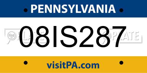 08IS287 Pennsylvania License Plate