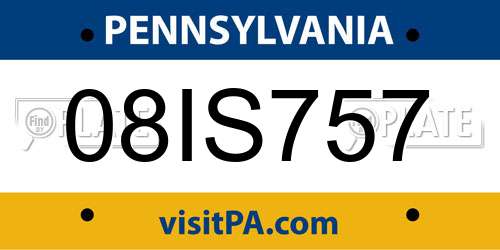08IS757 Pennsylvania License Plate