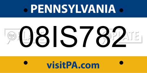08IS782 Pennsylvania License Plate